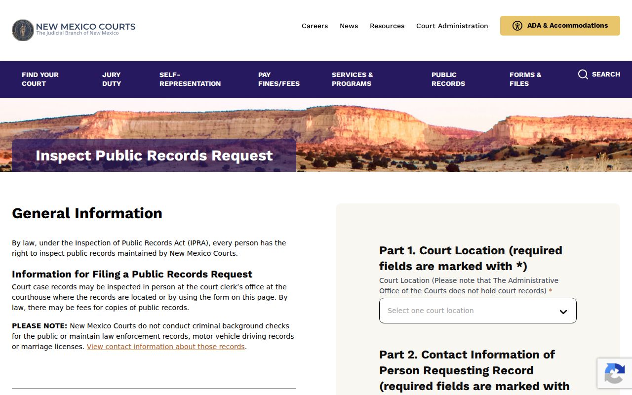 San Miguel County older criminal court case Judiciary request portal