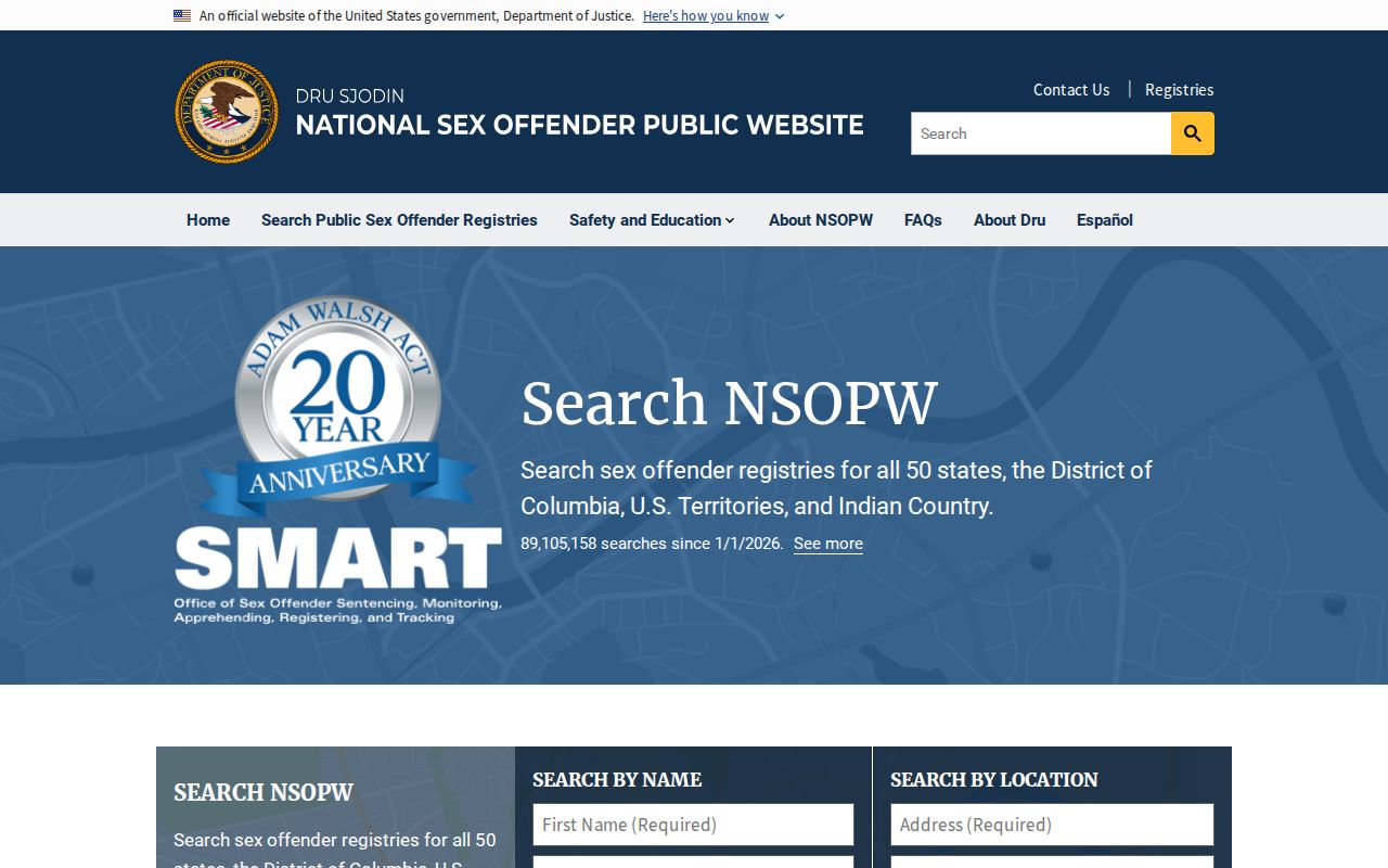 San Miguel County sex offender check through the NSOPW national search